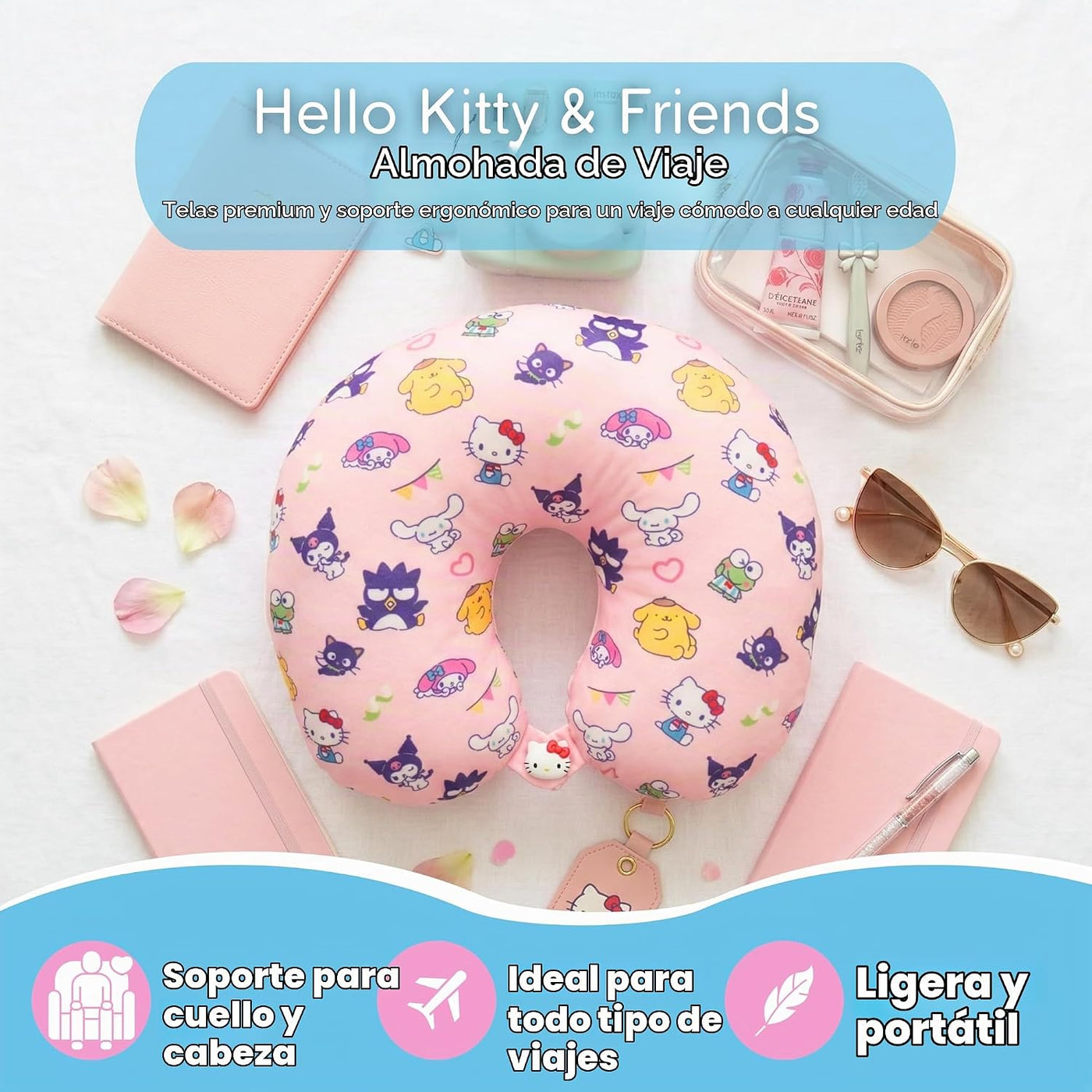 Sanrio Hello Kitty &amp; Friends Almohada de viaje para el cuello \...
