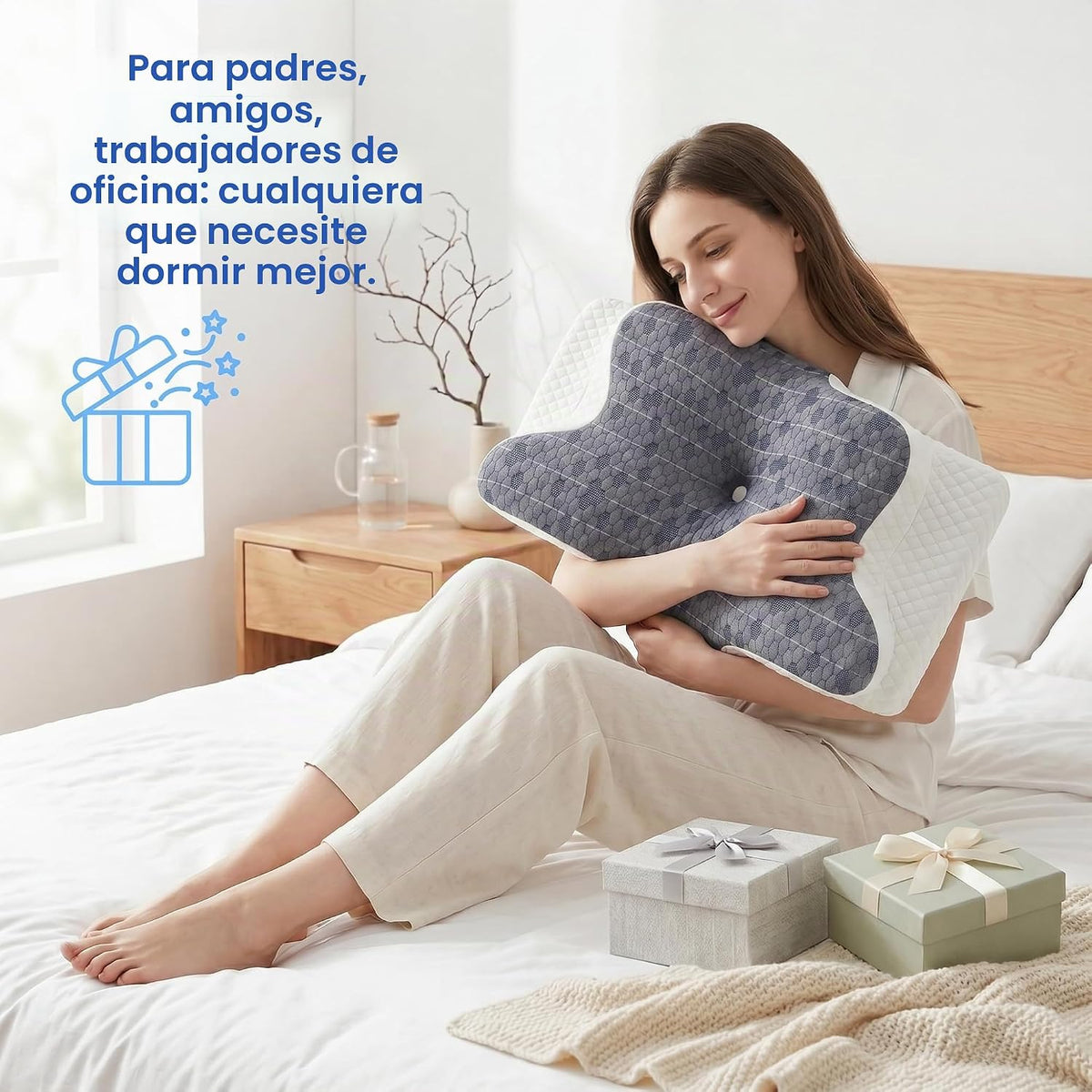 CHANCEE Almohada cervical para aliviar el dolor de cuello, almohada...