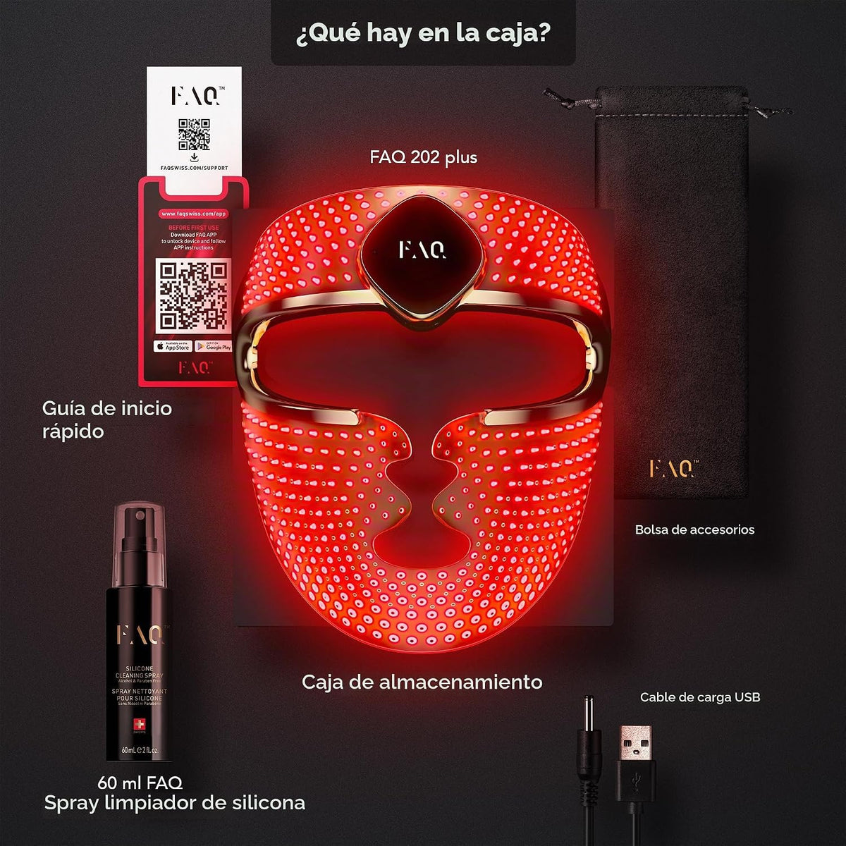 FAQ 202 Plus Advanced 8-Color LED Mascarilla - Dispositivo para el...