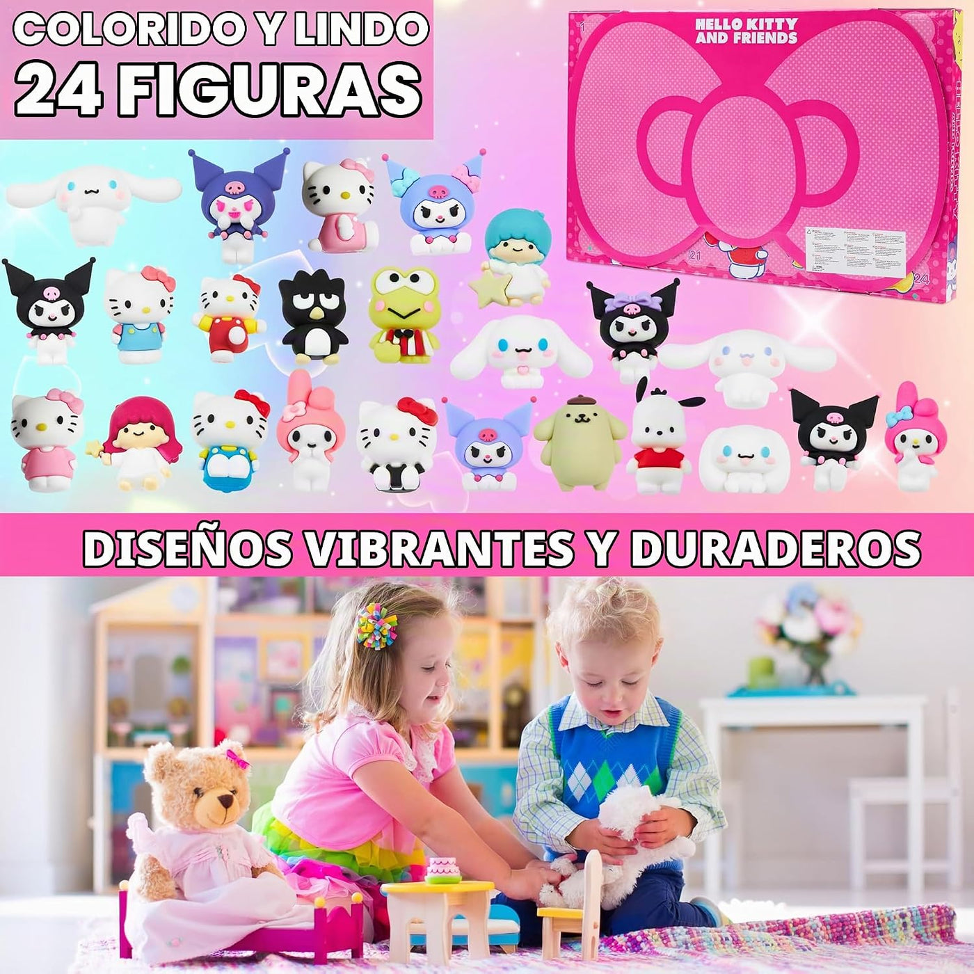 Caja de figuras sorpresa de Hello Kitty y amigos con 24 piezas de f...