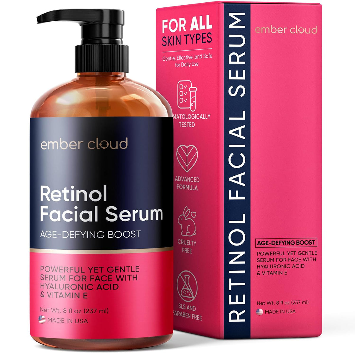 Ember Cloud - Suero de retinol para rostro con ácido hialurónico y...