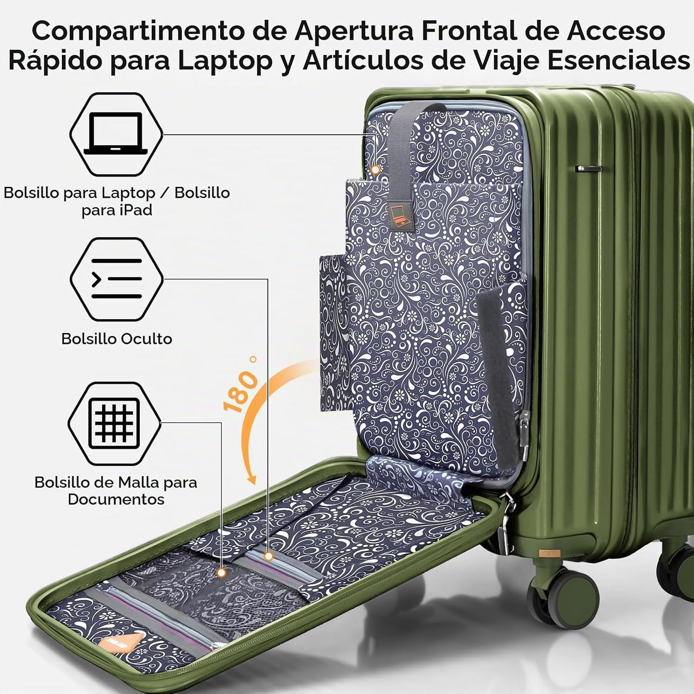 Joyway Juego de equipaje de 5 piezas con bolsillo frontal, juego de...