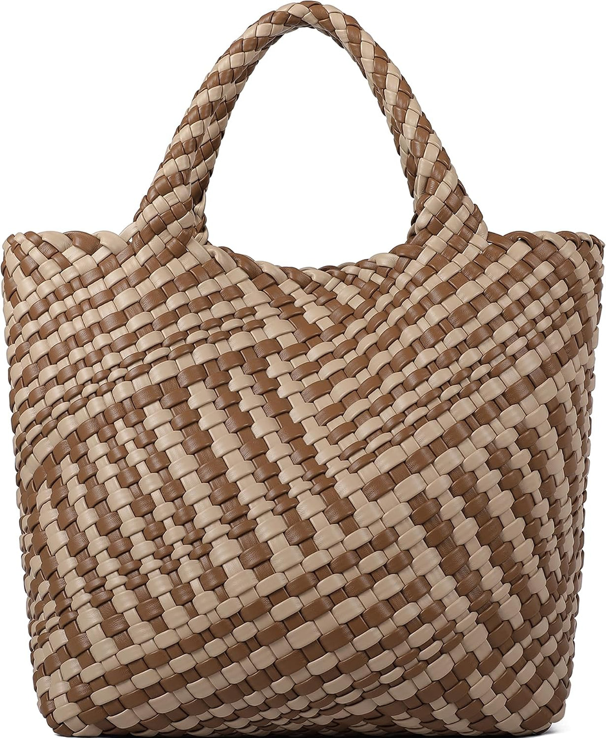 Bolso tejido para mujer, bolso tote de cuero vegano grande para ver...