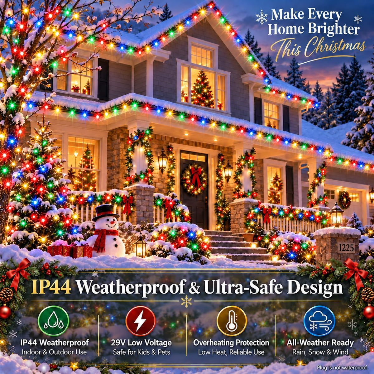 BHCLIGHT Guirnalda de luces de Navidad de 240 LED para interiores y...