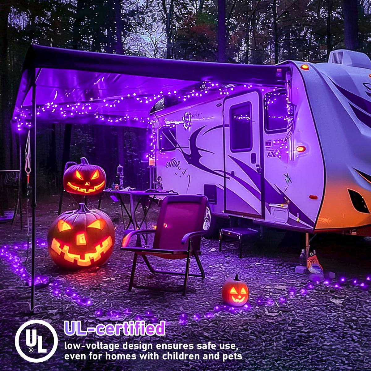 JMEXSUSS Luces moradas de Halloween de 99 pies, 300 luces LED morad...