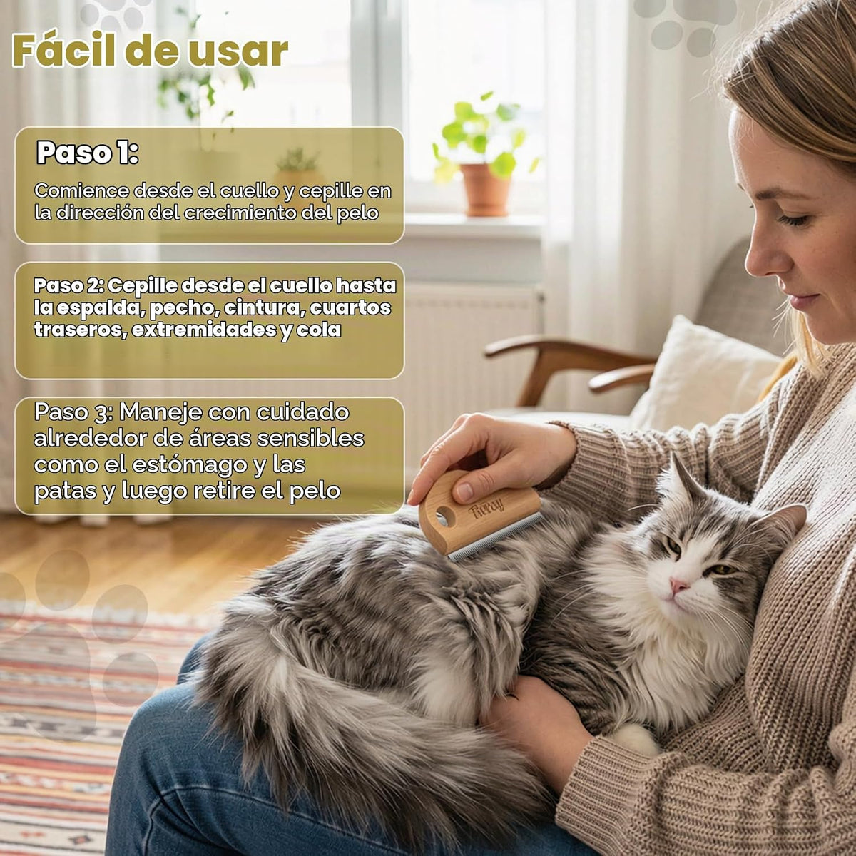 Tivray Cepillo de pelo para perros, cepillo para quitar pelo de mas...