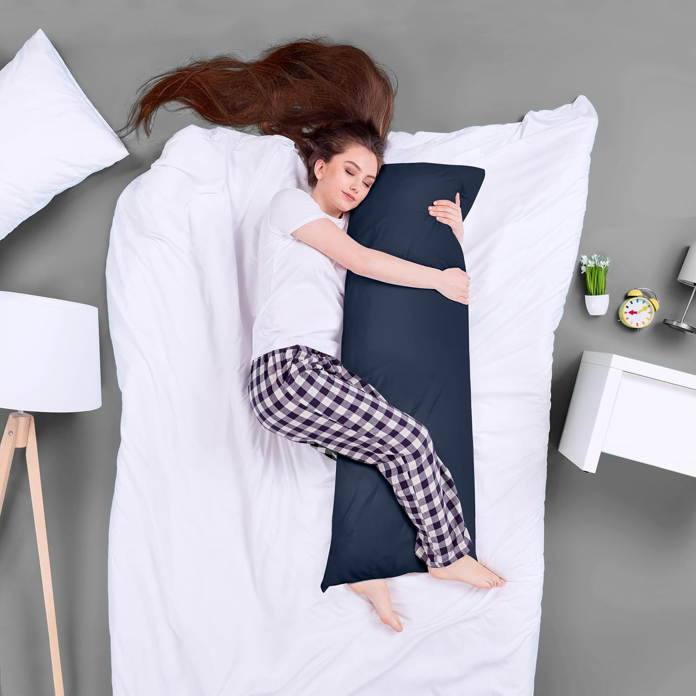 Utopia Bedding Almohada de cuerpo completo para adultos (azul marin...