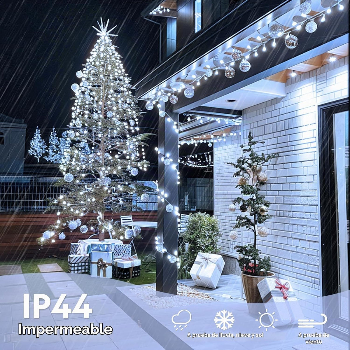JMEXSUSS 132 pies 400 luces LED blancas de Navidad para interiores...