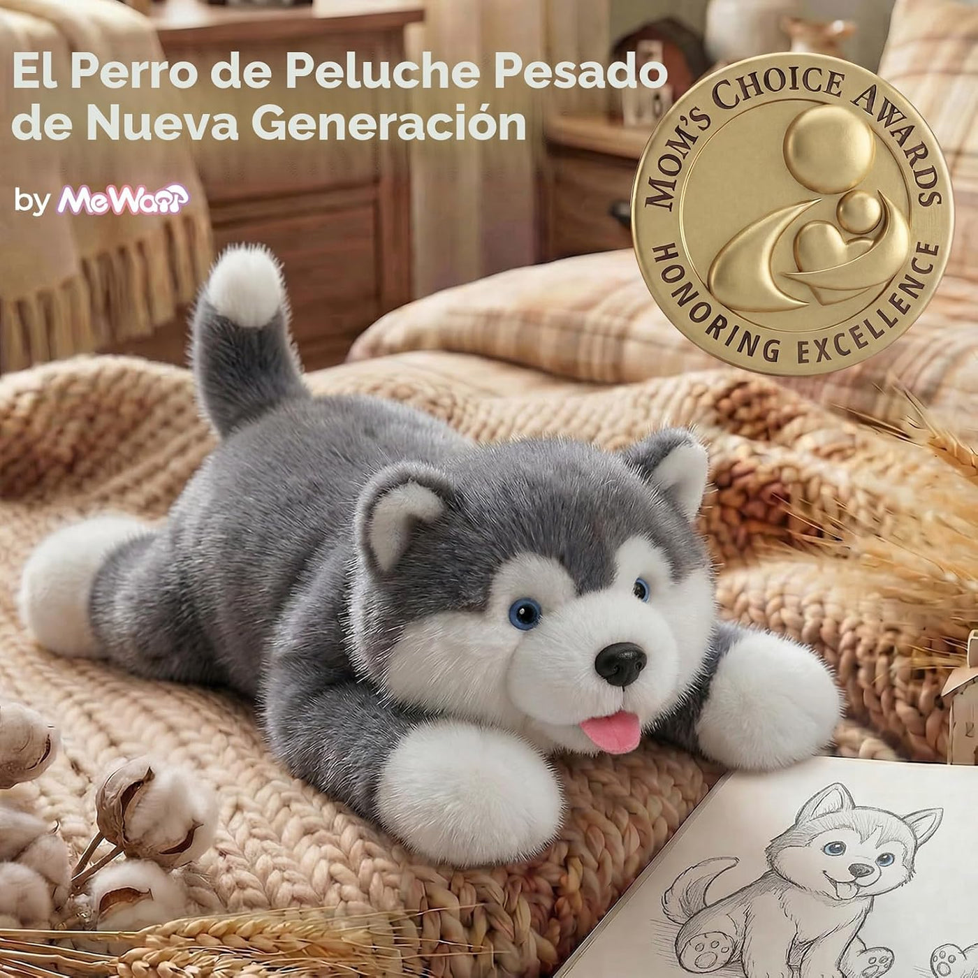 Mewaii Animales de peluche con peso con almohadilla térmica para mi...