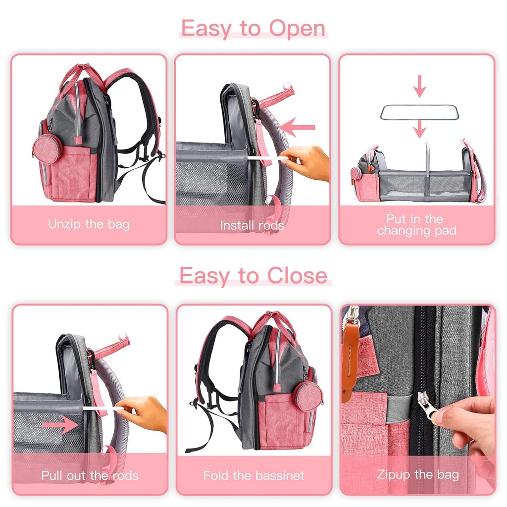 ISMGN Mochila para pañales con cambiador, bolsa de pañales grande,...