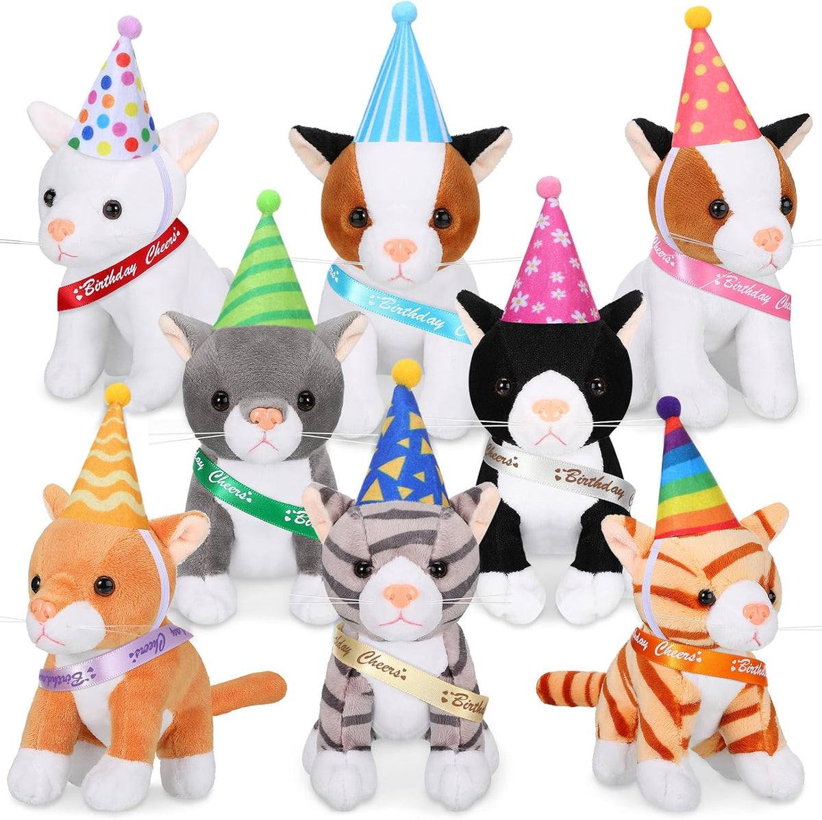 Sumind 8 piezas de animales de peluche de gato a granel de 5 pulgad...