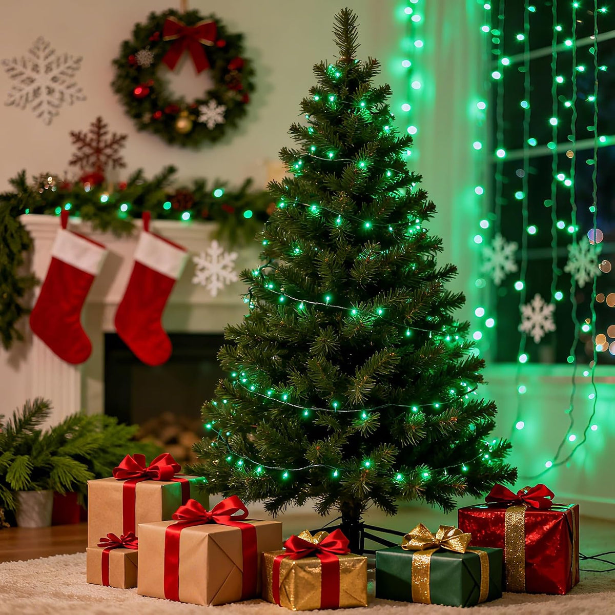 VTECHOLOGY 500 luces LED verdes para árbol de Navidad, luces de Nav...