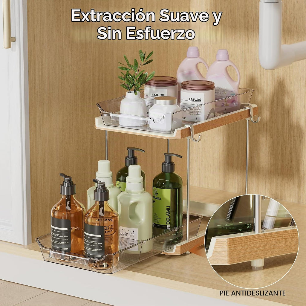 Delamu Organizadores de Baño de 2 Niveles Debajo del Fregadero y Al...