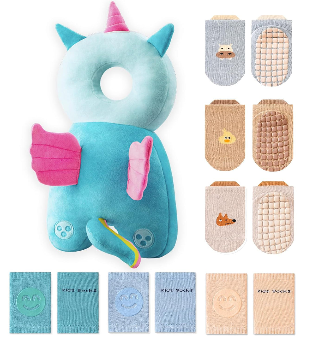 JunNeng Mochila protectora de cabeza de bebé para 3 rodilleras + 3...