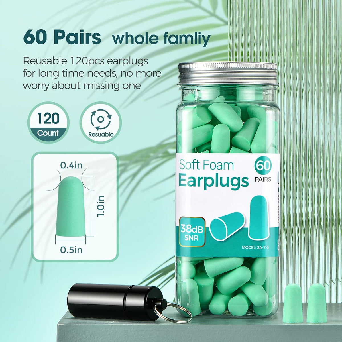 Tapón para los oídos ultra suave para dormir, 120 unidades de tapon...