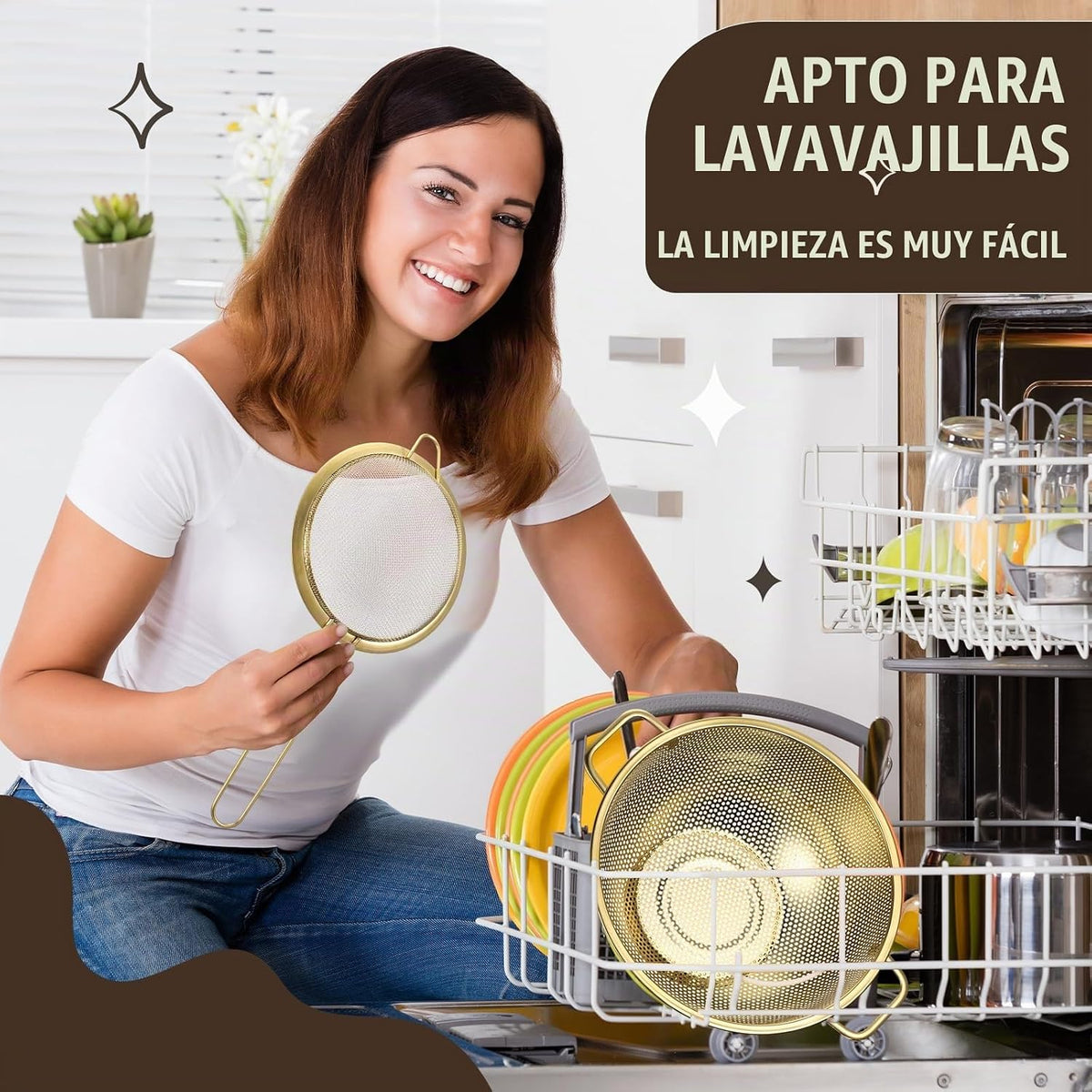Baderke 7 piezas de accesorios de cocina dorados, incluye colador d...