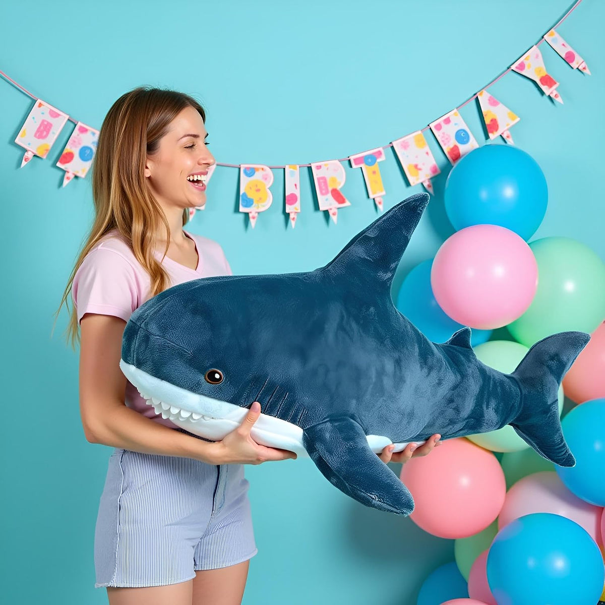 Ryttir Animales de Peluche de Tiburón Gigante XXXL de 47.2 Pulgadas...