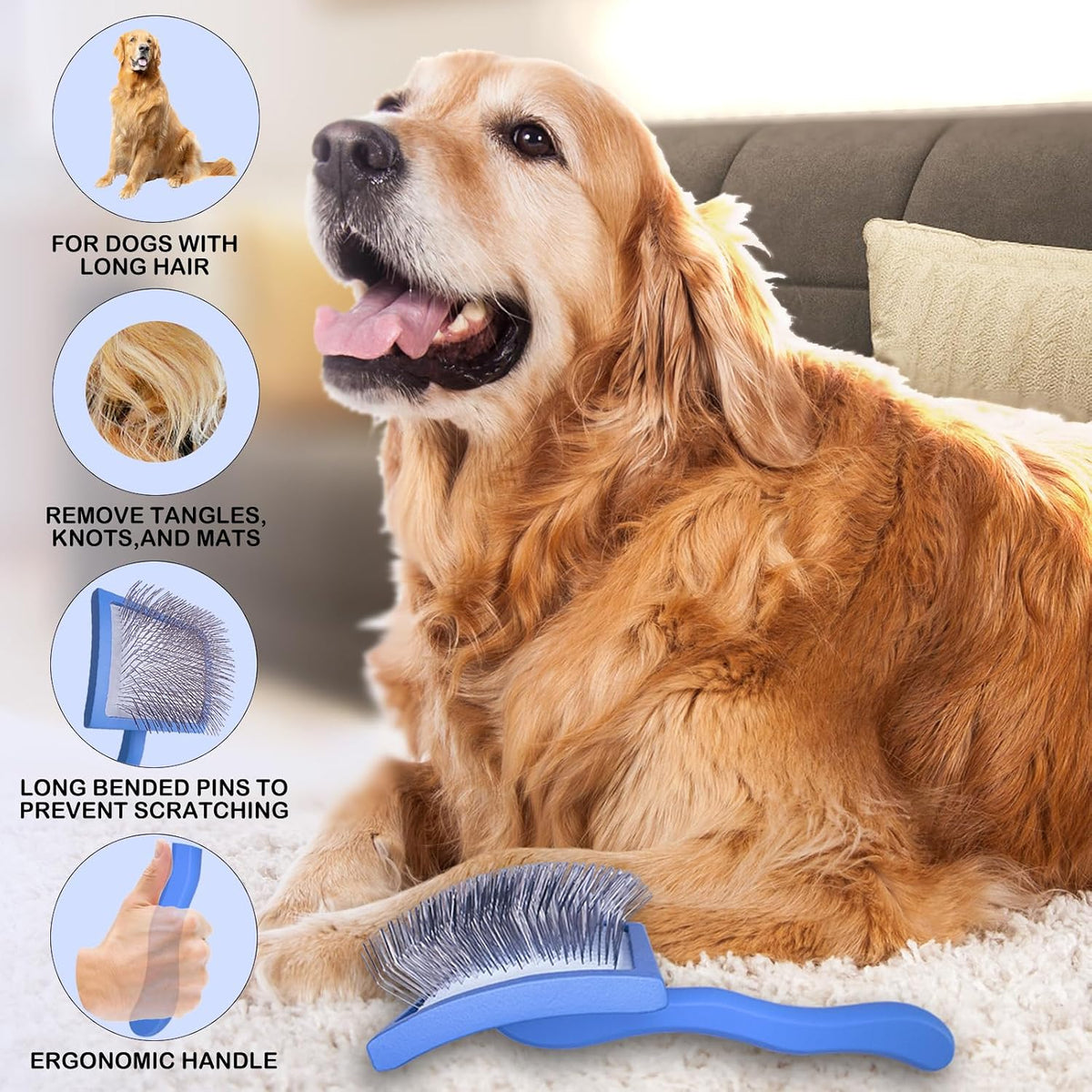 Anrundar - 2 cepillos deslizantes para perros y mascotas, cepillo d...