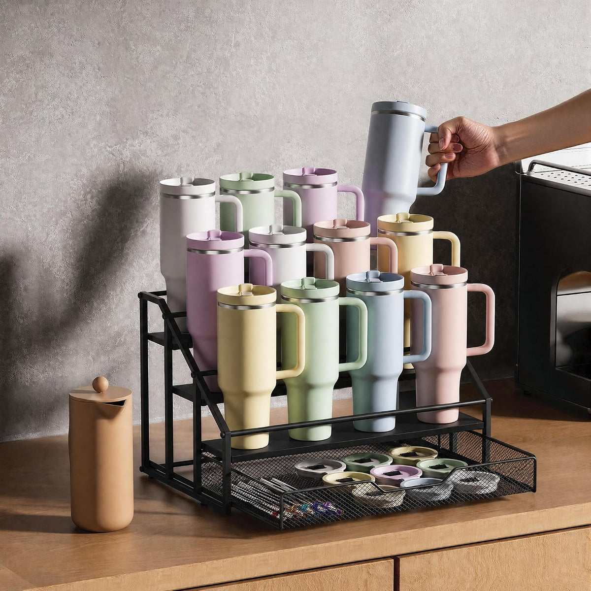 MOJOHAND Stanley - Soporte para tazas de 4 niveles, organizador de...