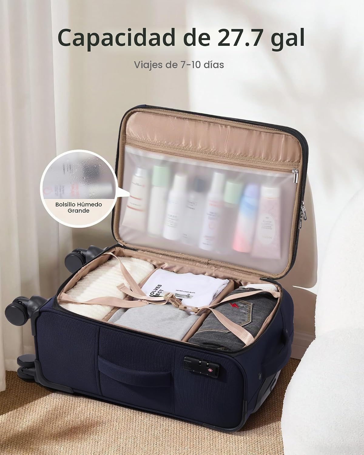 LOVEVOOK Maletas Softside con ruedas para viajes para mujeres y hom...