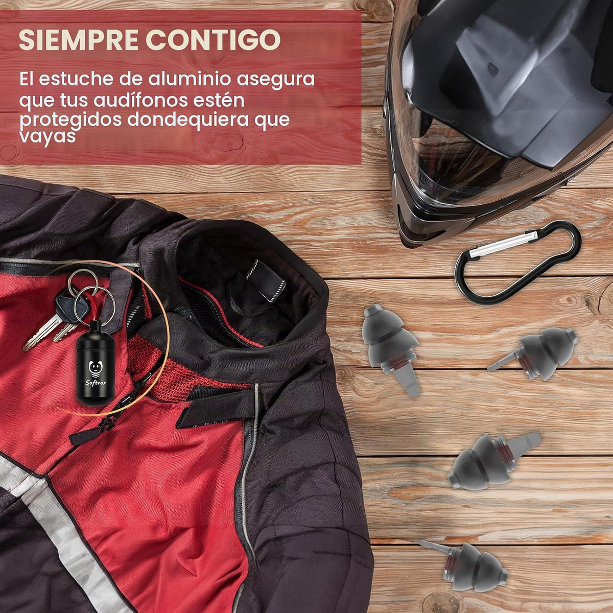Tapones para moto 2 pares, reducción de ruido del viento y prevenci...