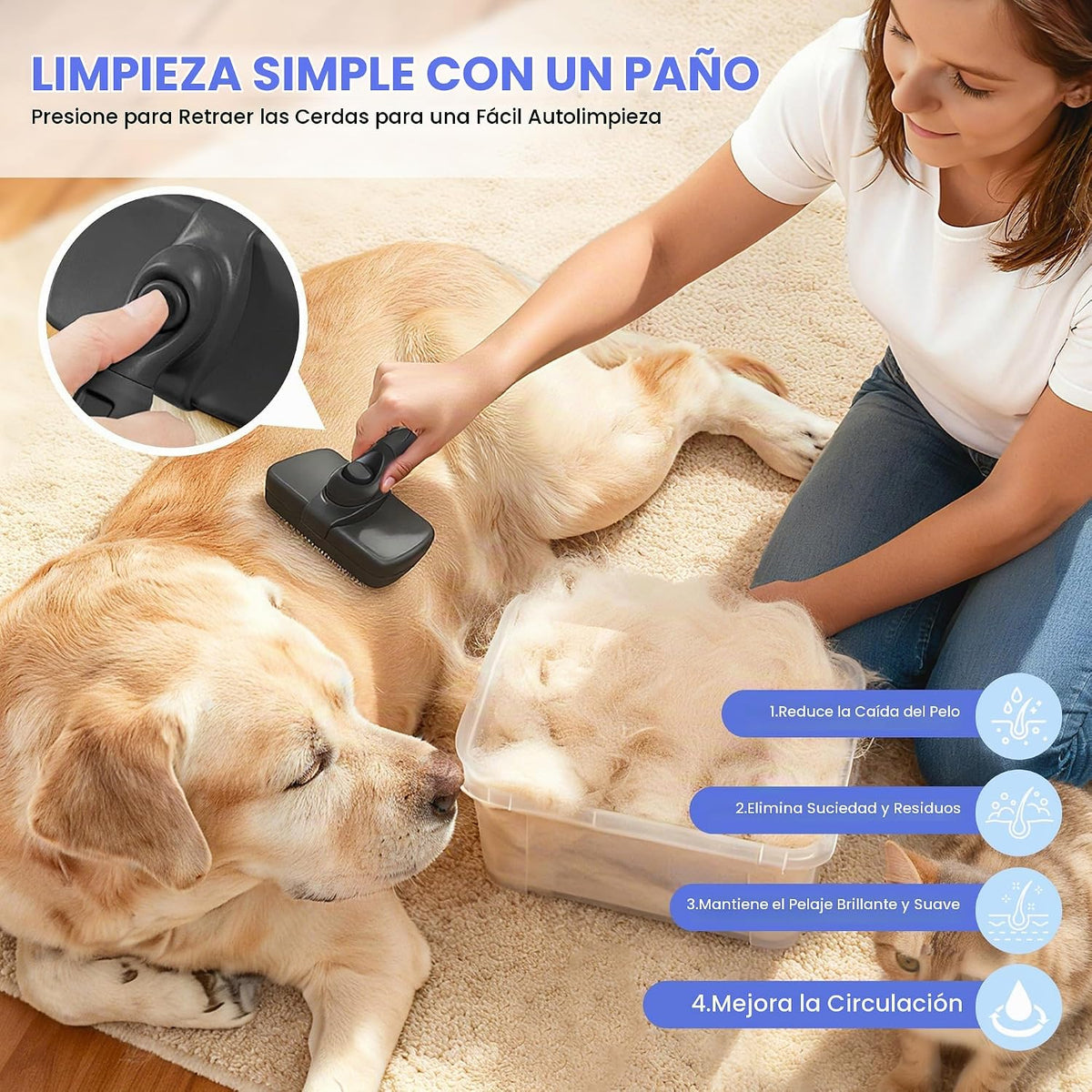 Cepillo de limpieza autolimpiante, kit profesional 5 en 1 de aseo d...