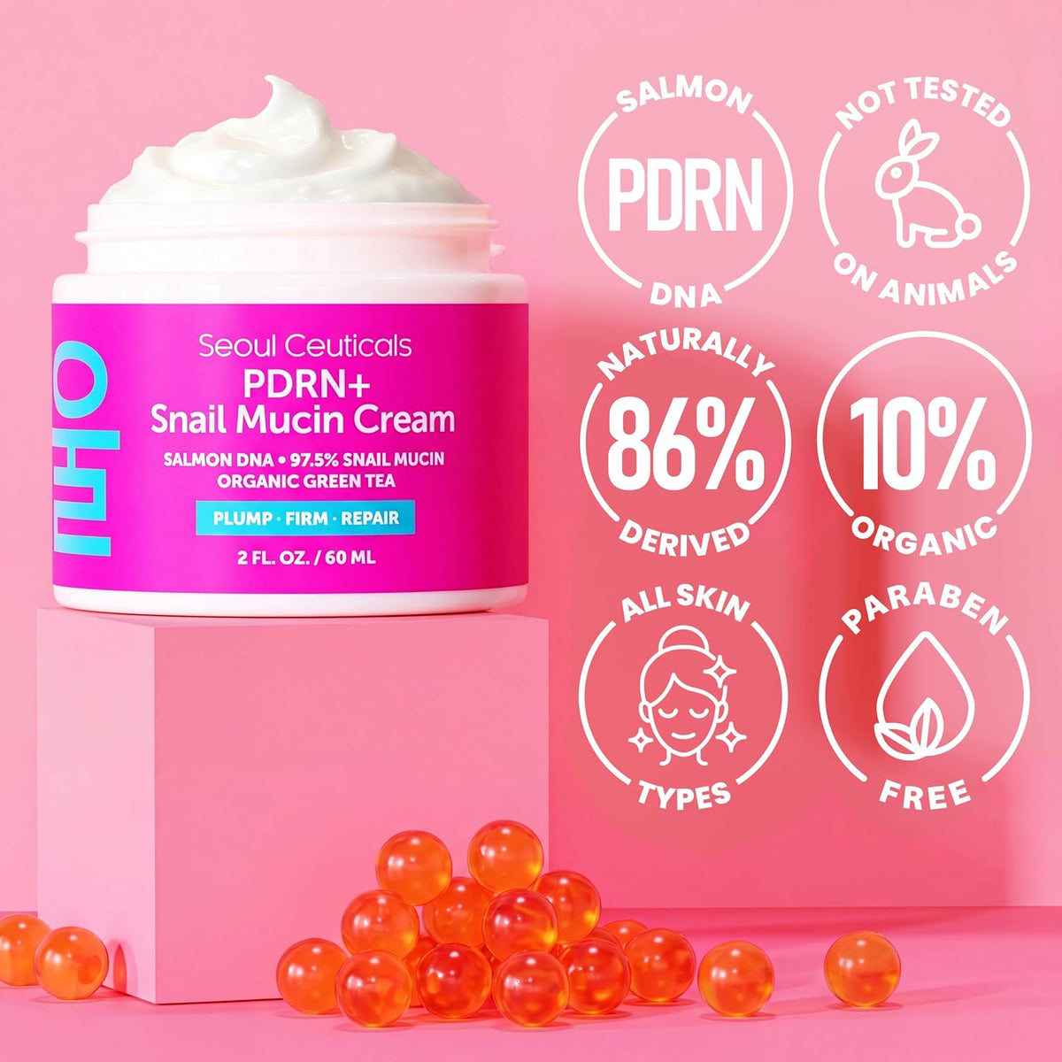 Crema hidratante facial con mucina de caracol y ADN de salmón PDRN...