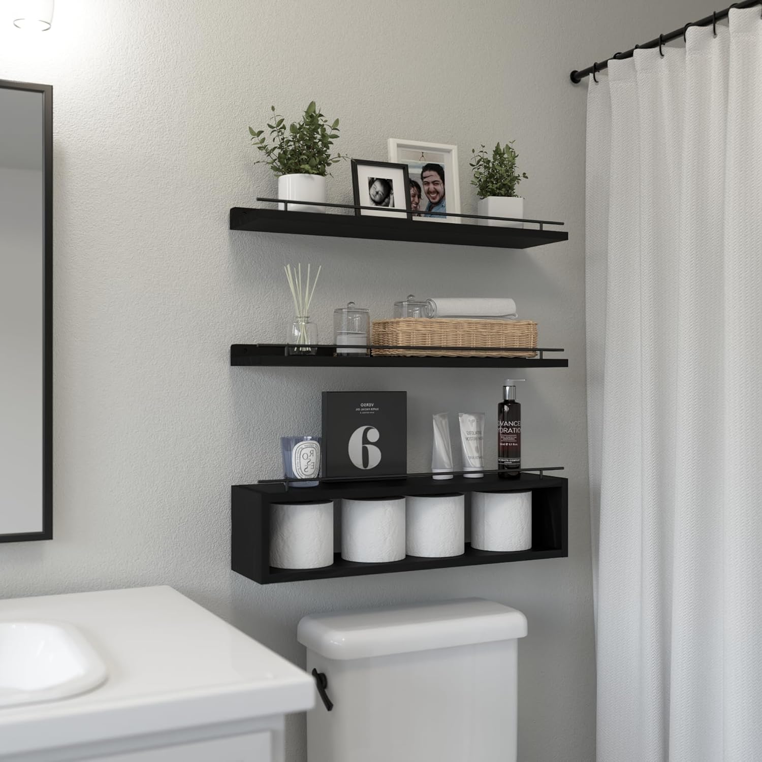 WOPITUES Estantes flotantes para pared de 24 pulgadas con estante d...