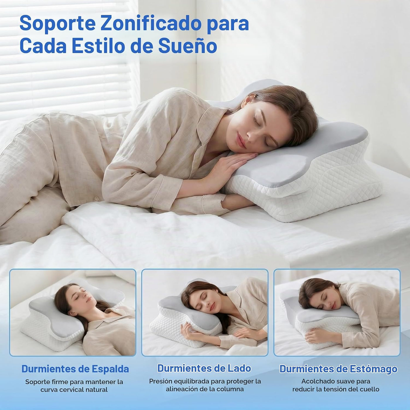 Almohada cervical para aliviar el dolor de cuello, almohada ortopéd...