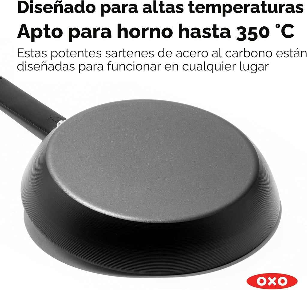 OXO Sartén de Acero al Carbono Pre-Sazonado Obsidian, Sartén de Fre...