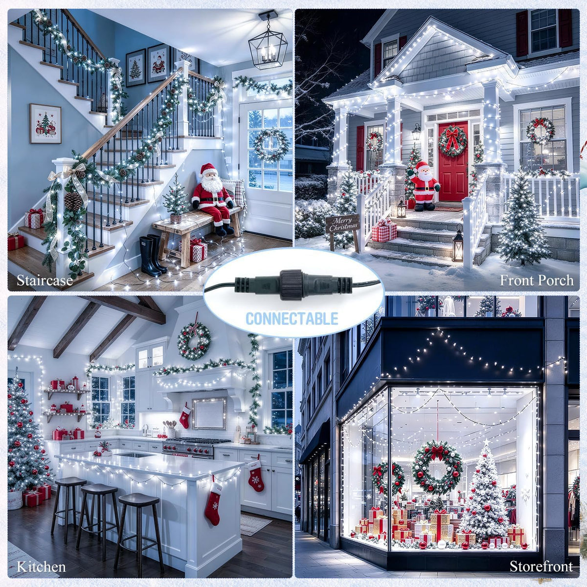 JMEXSUSS 250 luces LED blancas de Navidad para exteriores, luces de...