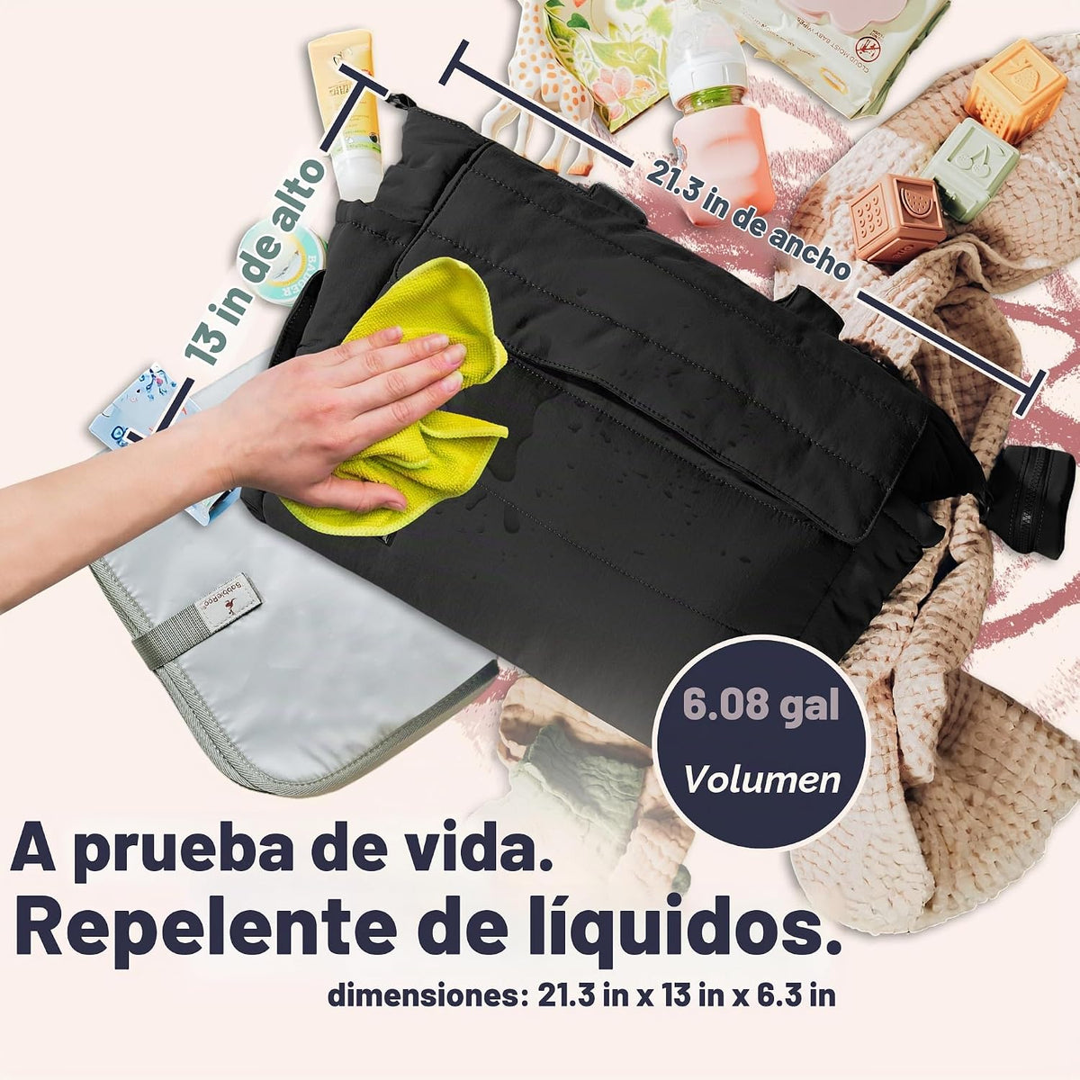 BabbleRoo Flo Tote - Bolsa de pañales, 14 bolsillos para recién nac...