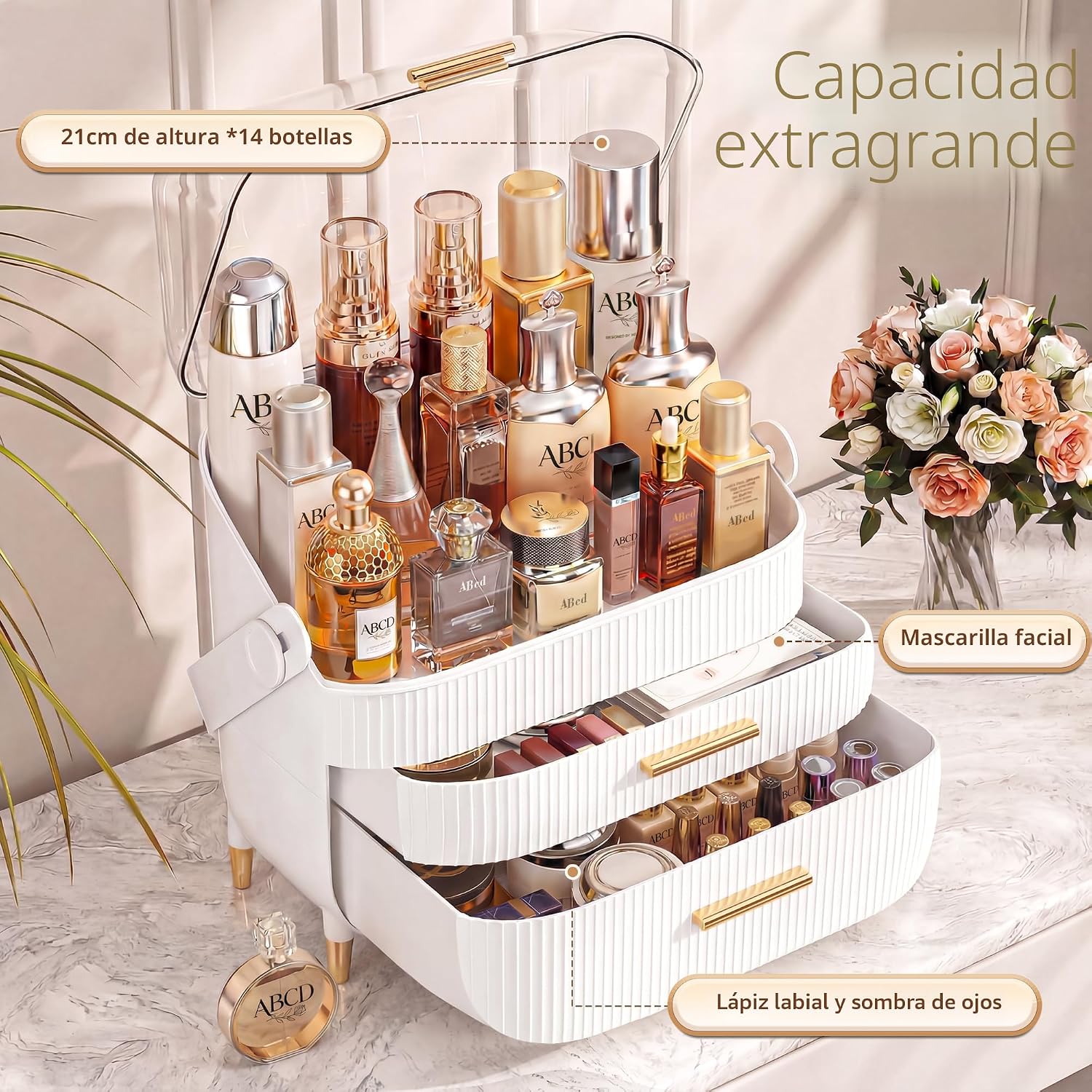 NestOrganix Organizador de maquillaje para el cuidado de la piel co...