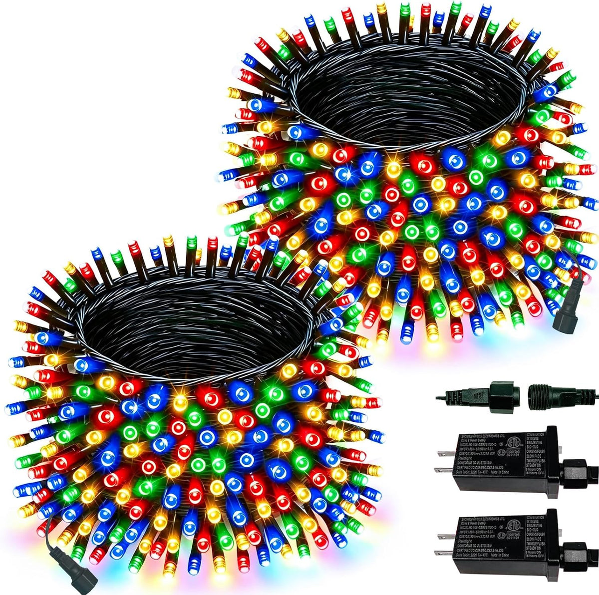 Paquete de 2 tiras de luces de Navidad extensibles multicolor para...
