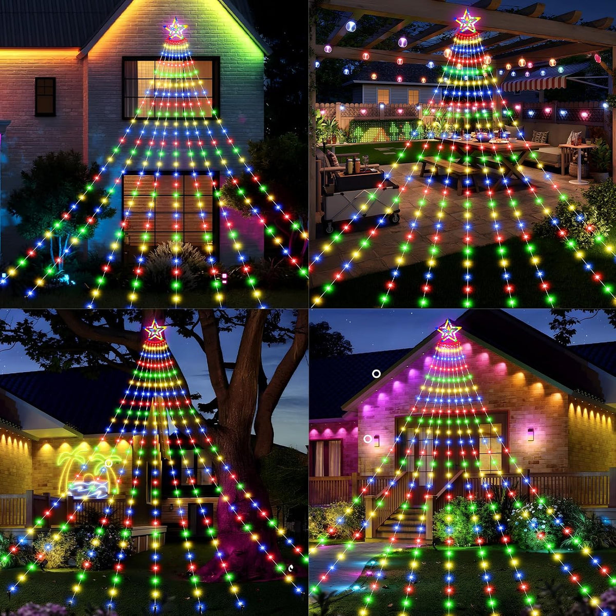 AMIPEPE - Luces solares para árbol de Navidad, 18.37 pies, 532 LED,...
