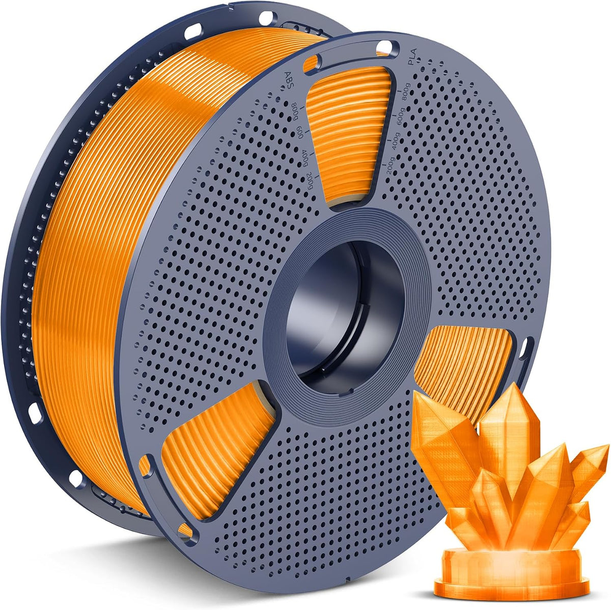 SUNLU Filamento PLA para impresora 3D, jugo naranja transparente, 2...