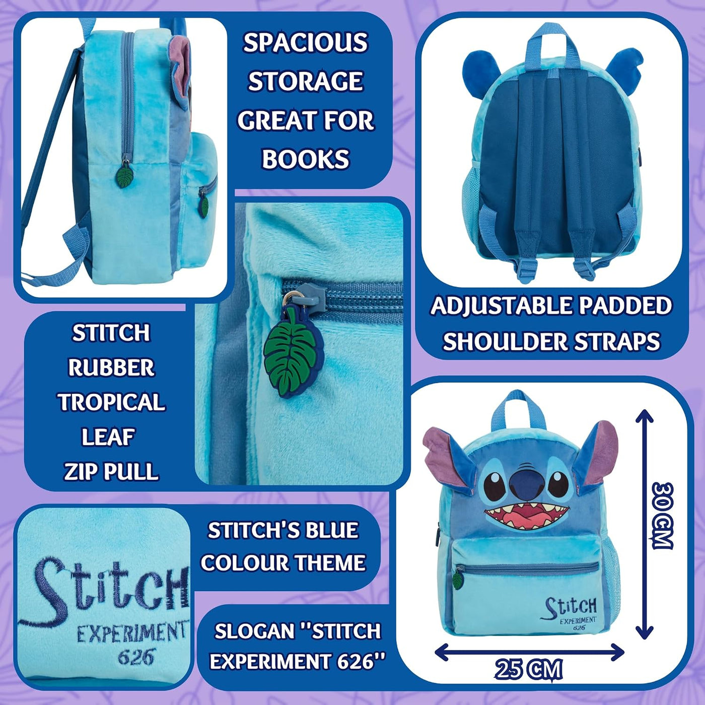Disney Lilo and Stitch Bag - Mochila de felpa para niños, mochila e...