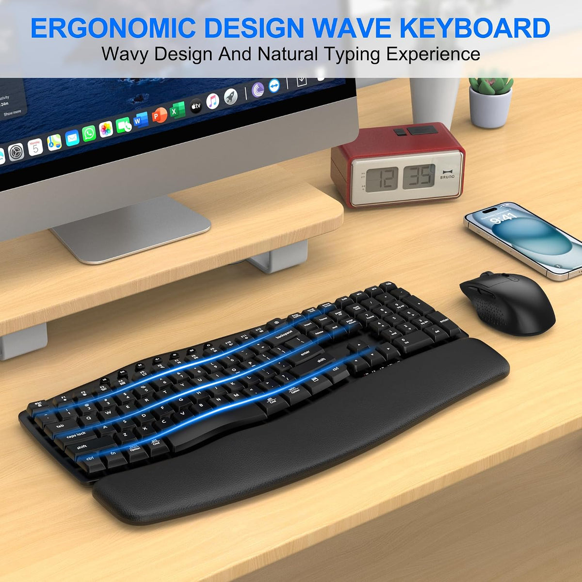 Combinación de teclado y mouse inalámbricos, modo dual Bluetooth\/2...