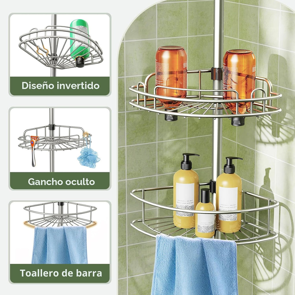 HAMITOR Organizador de Ducha de Esquina con Barra de Tensión: Organ...