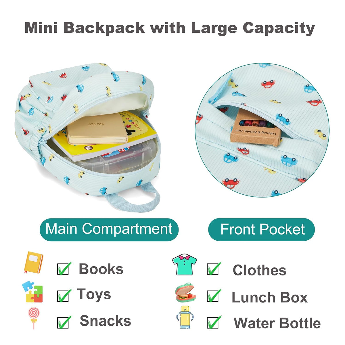 KingCheer Mochila de pana para niños pequeños con correa desmontabl...