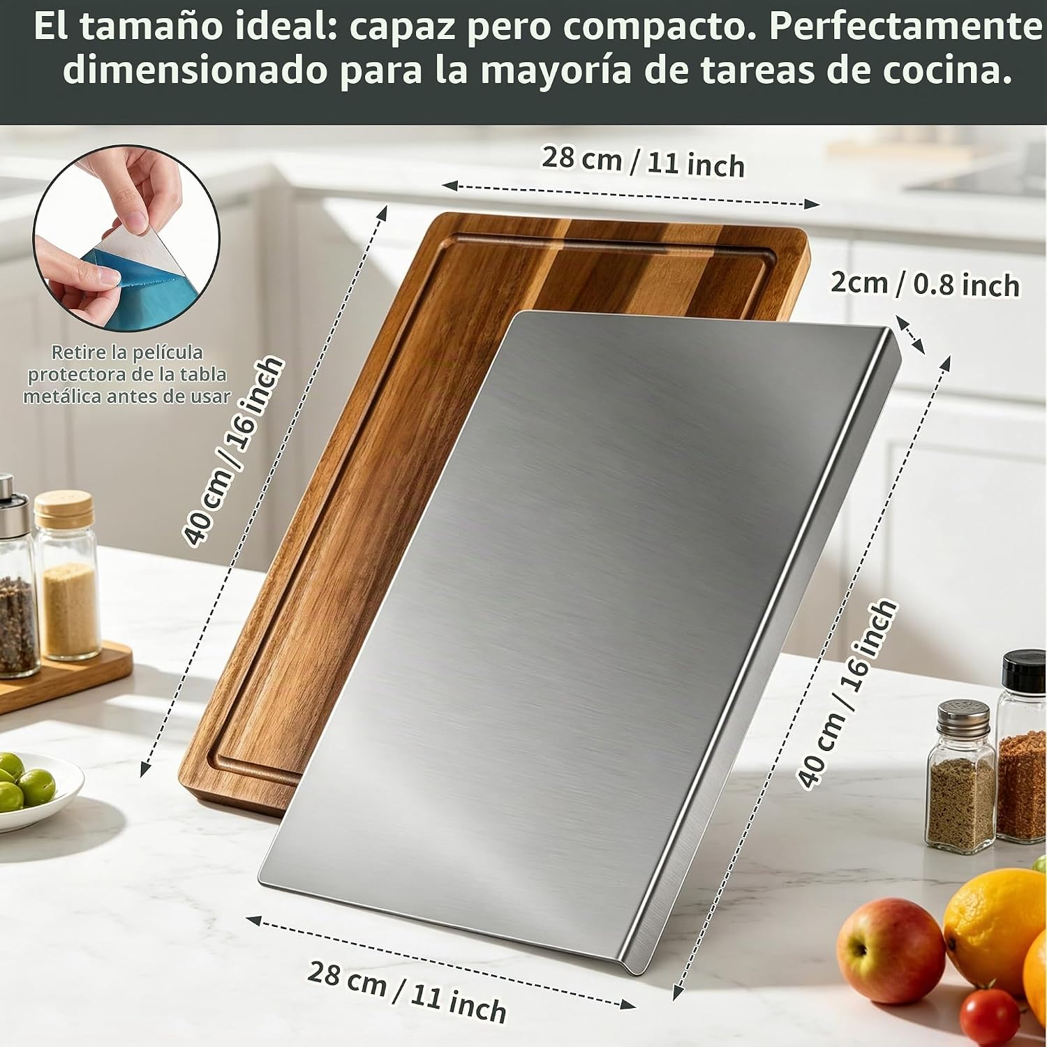 Tabla de cortar de acero inoxidable y tabla de cortar de madera de...