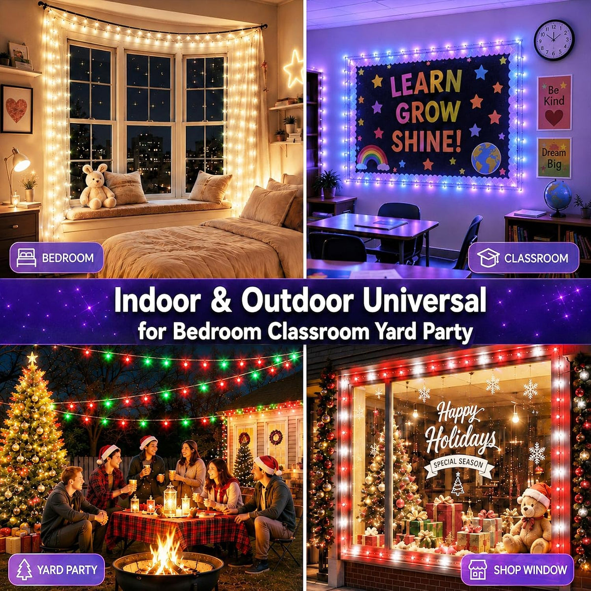 Luces de Navidad inteligentes que cambian de color, 33 pies, 100 lu...