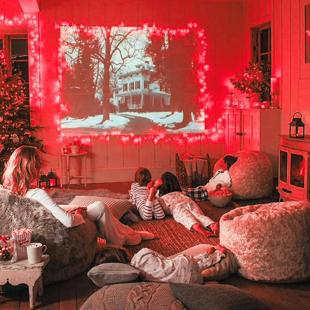 JMEXSUSS 66 pies 200 LED rojo Halloween interior al aire libre cade...
