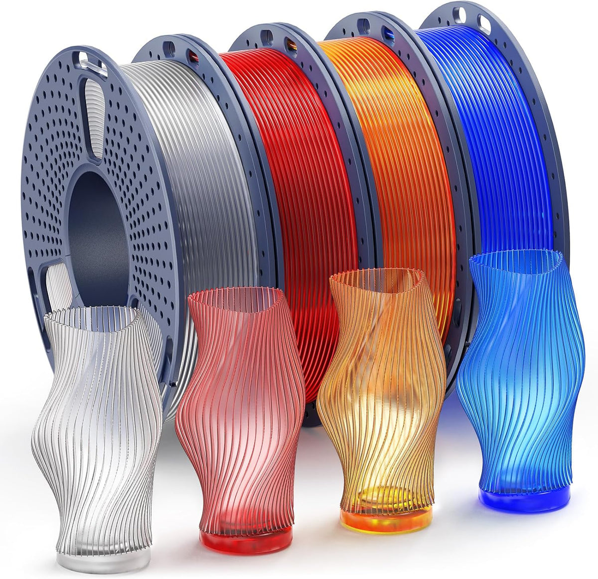 SUNLU - Filamento PLA transparente de 0.07 in, paquete de carrete d...