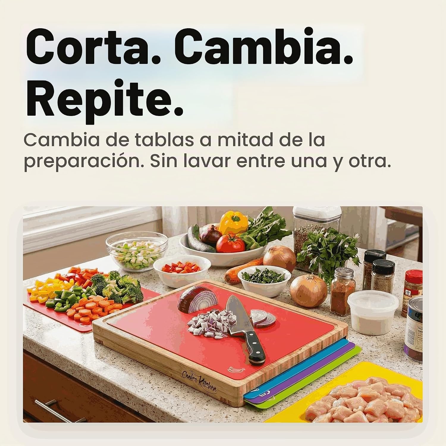 Tabla de cortar de madera de bambú personalizada fácil de limpiar c...