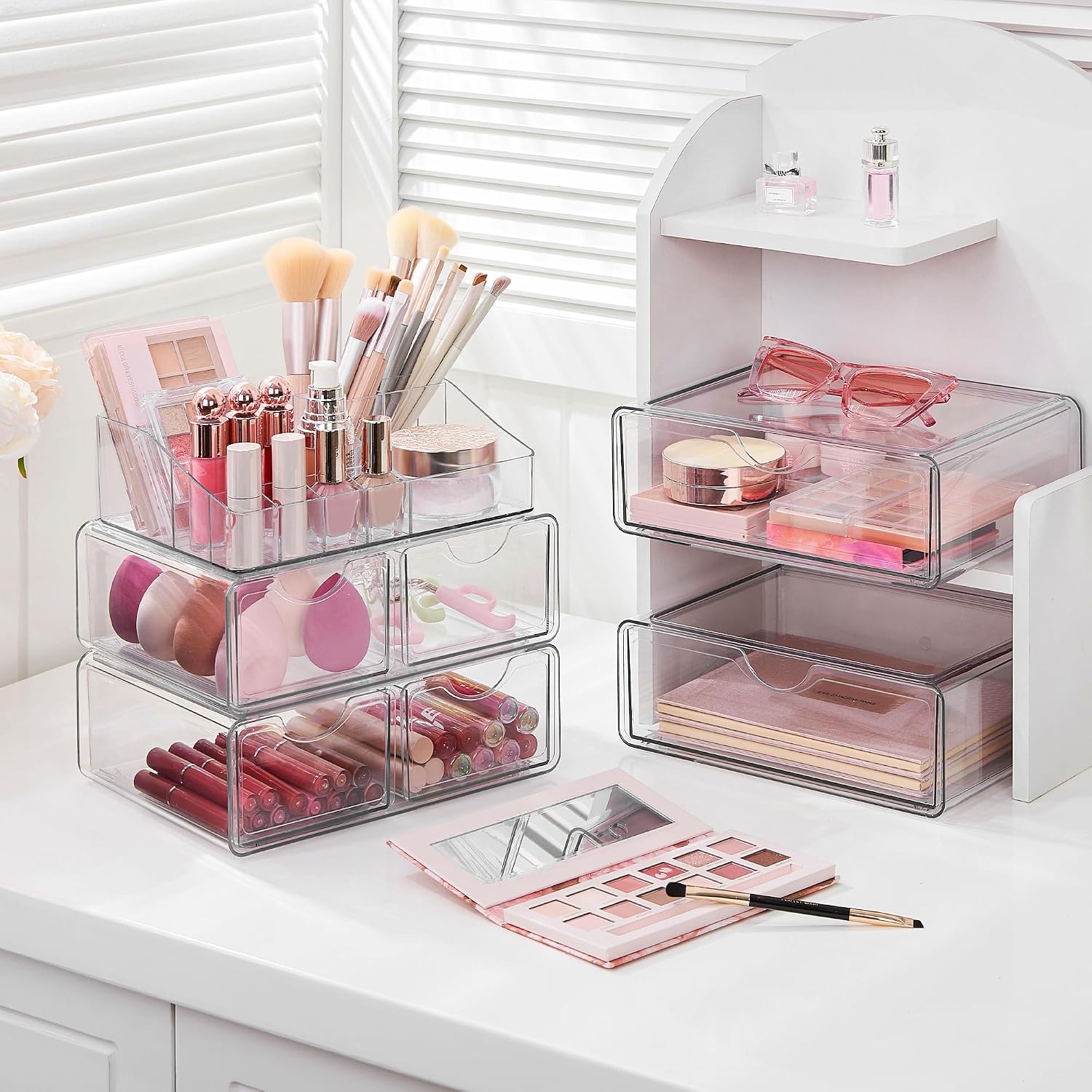 Vtopmart Organizador de maquillaje transparente de 5 niveles con 6...