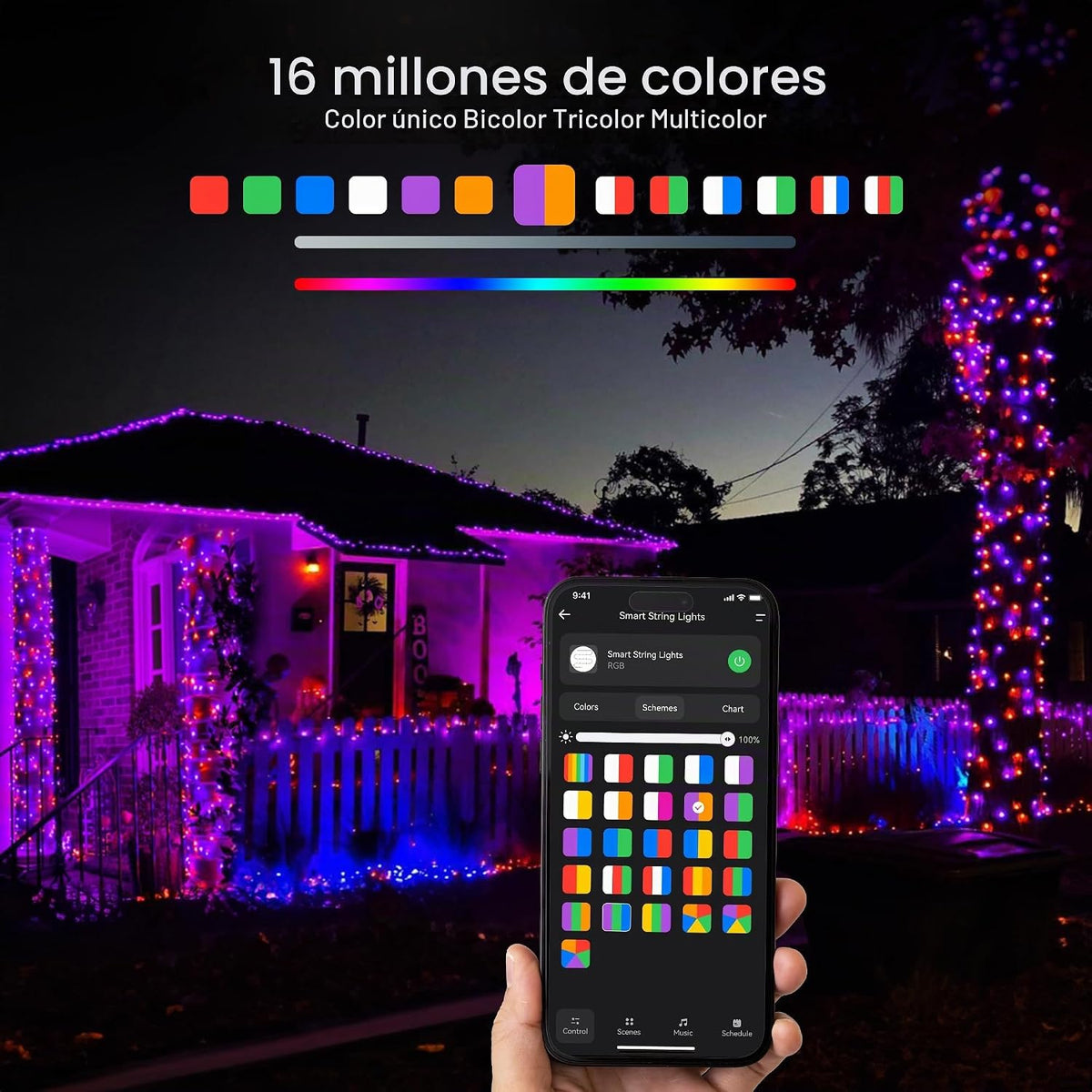 Brizled 600 luces LED inteligentes RGB que cambian de color con cab...