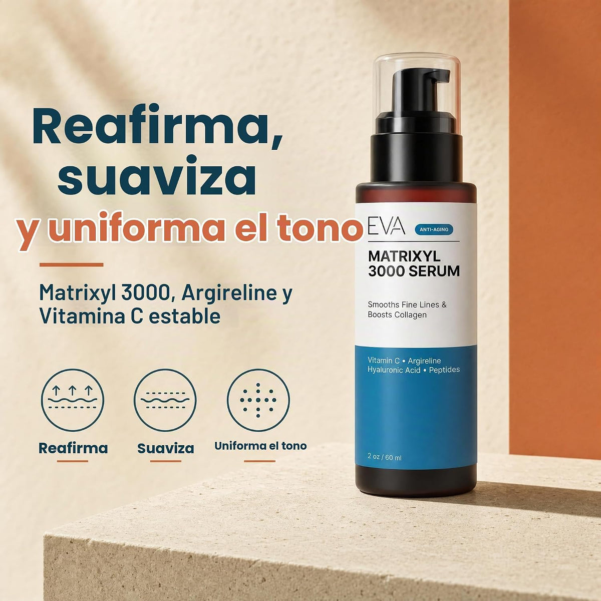 Eva Naturals Matrixyl 3000 y suero de péptidos de argirelina, vitam...