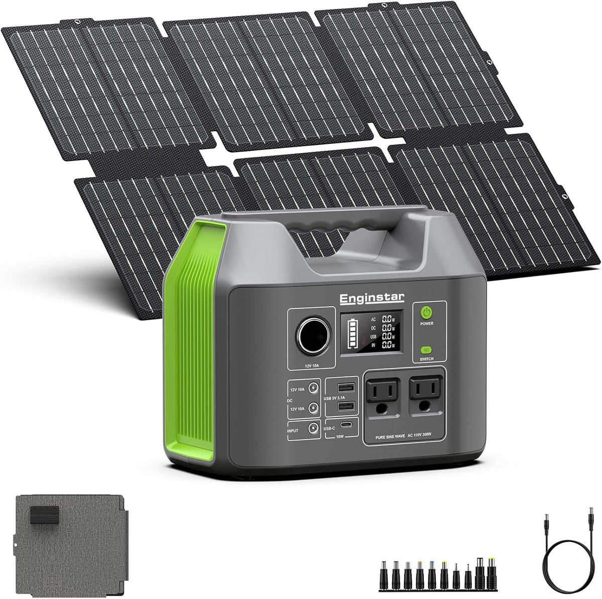 Generador solar portátil 300W central eléctrica con el panel solar...