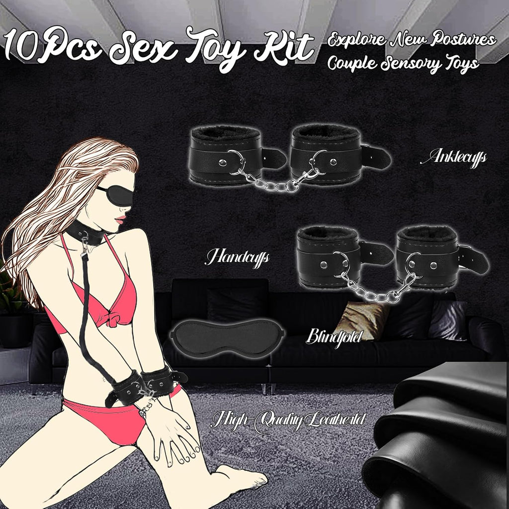 BDSM - Kit de bondage, juguetes sexuales, 10 piezas, juego de bonda...